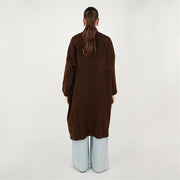 Tek Tarafı İşlemeli Triko Hırka Kahverengi