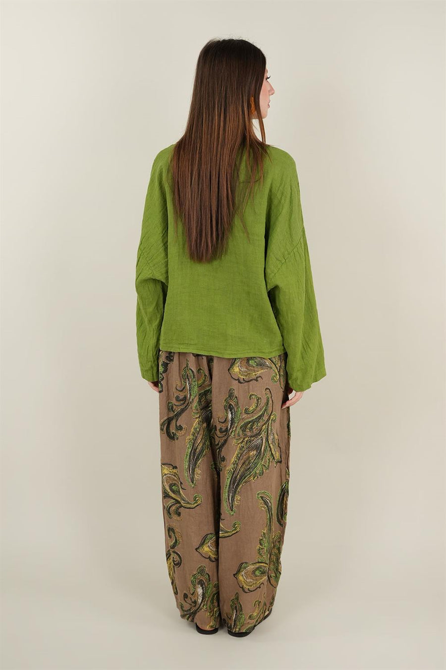 Üç Düğmeli Cepli Keten Ceket