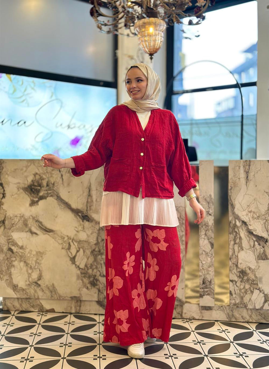 Wien Kısa Ceketli Keten Takım