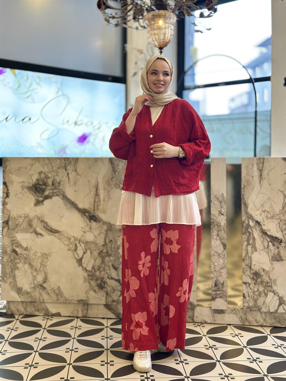 Wien Kısa Ceketli Keten Takım