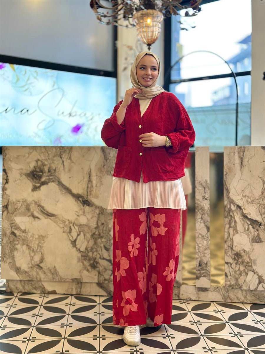 Wien Kısa Ceketli Keten Takım