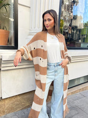 Yandan Bağcıklı Püsküllü Hırka Krem-Vizon