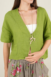 Zeva Kısa Kollu Keteten Ceket Yeşil