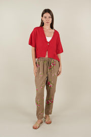 Zeva Kısa Kollu Keteten Ceket Kırmızı